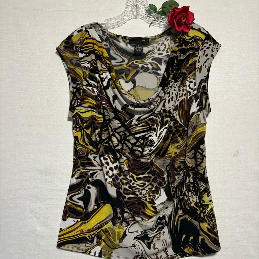 Grace Elements Sleeveless Drape Neck Top Multicol… - image 2